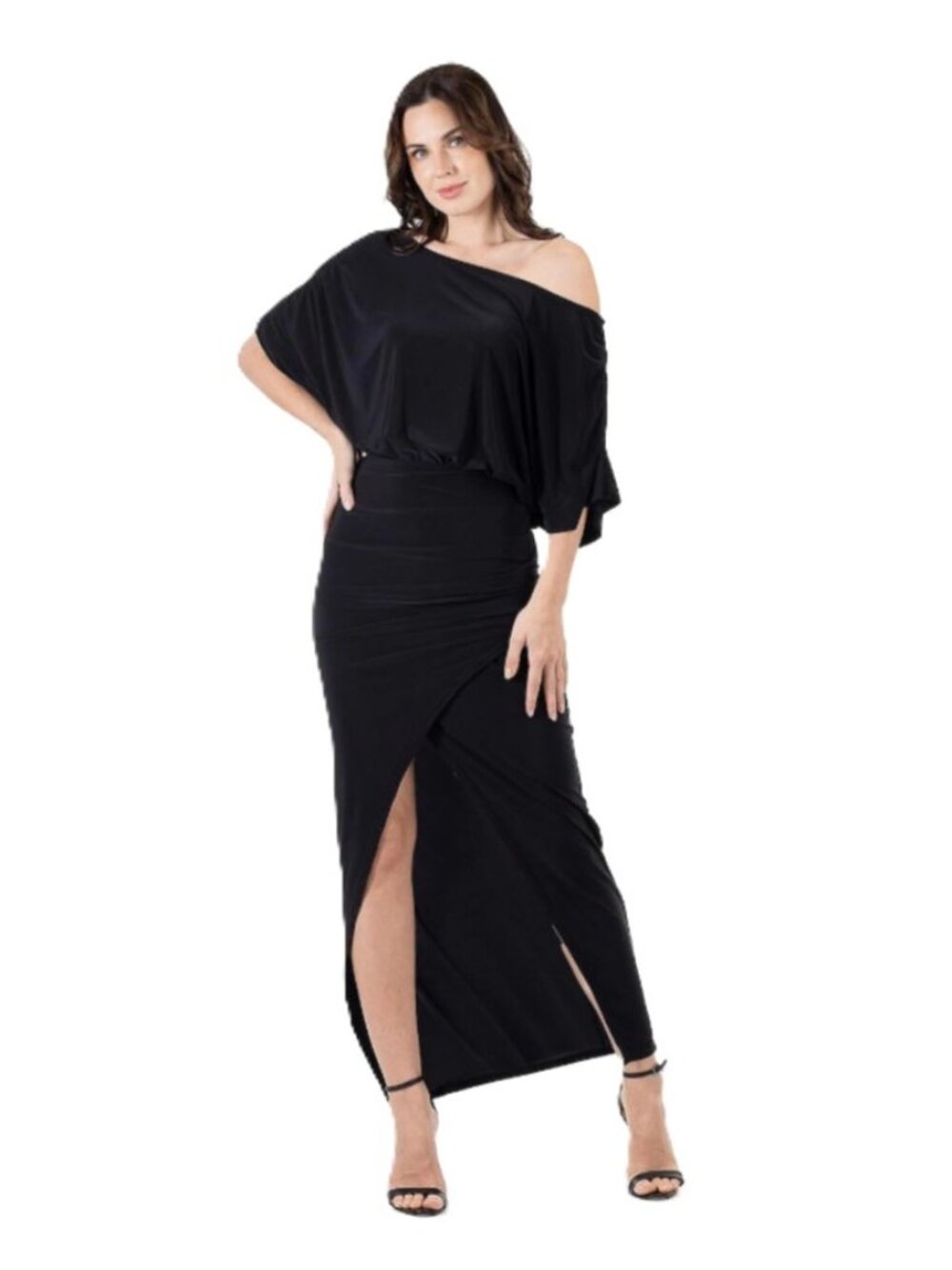 Women's NEW 24Seven Large Sexy Slit Maxi Dress Cocktail Wedding Off Shoulder